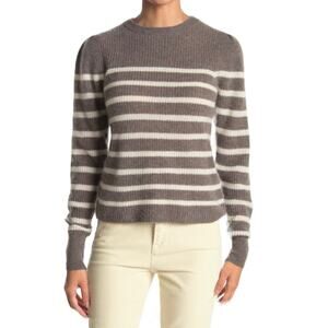 360 Cashmere Laurel Cashmere Striped Sweater Puff Shoulder Size S